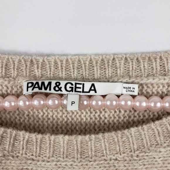 ⛔Pam & Gela Shredded Wool Sweater Ivory P XS - Picture 6 of 7